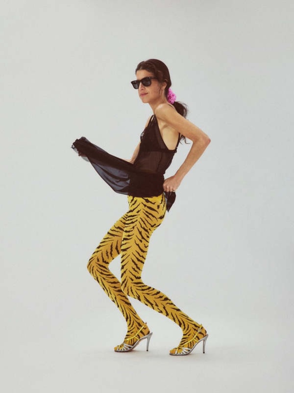 SWEDISH STOCKINGS X LEANDRA MEDINE COHEN ROXANA TIGER TIGHTS IN ORANGE - Picture 6 of 16